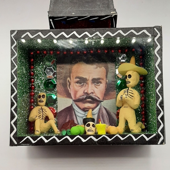 Funeral Grave Plus Mr. & Mrs. Day of the Dead Shadow Box Mexican Folk Art Brand - Picture 3 of 6